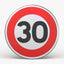 Panneau B14 limitation de vitesse 30 km/h, vue de face