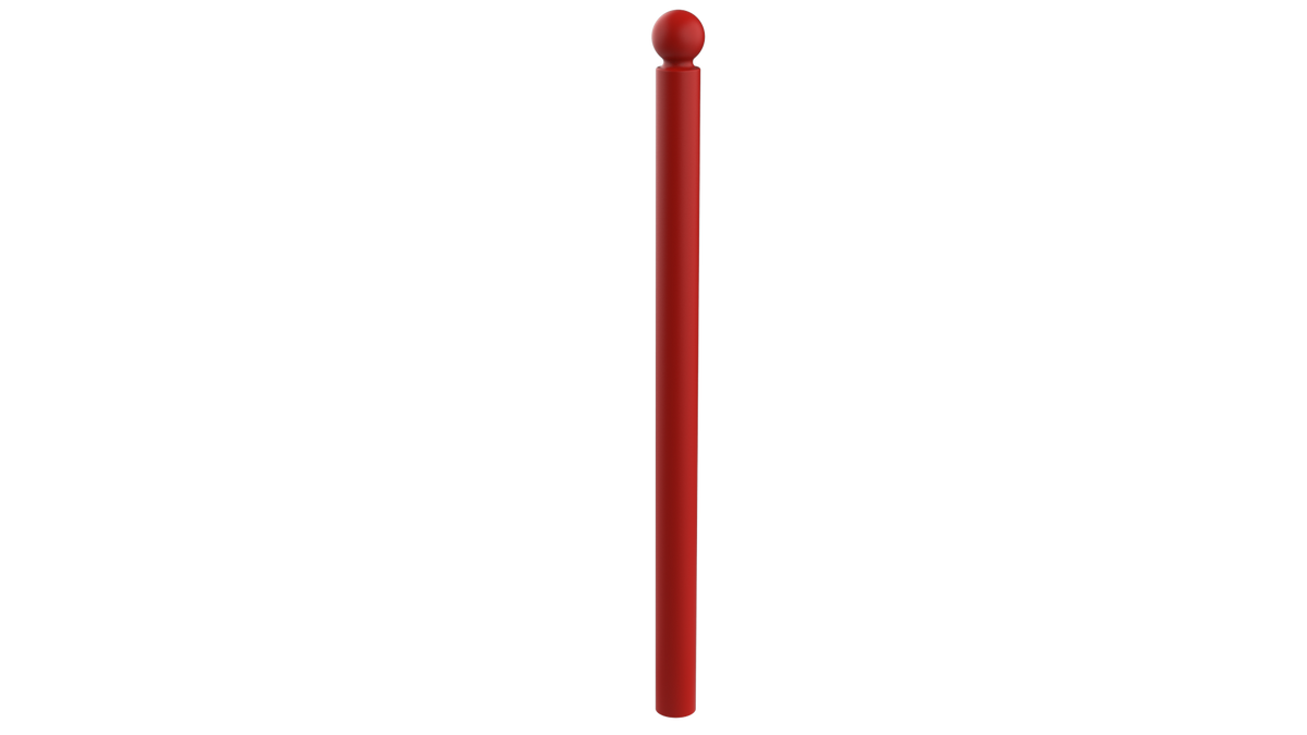 Potelet galvanisé Boulogne Ø 76 mm à sceller, thermolaqué rouge signalisation RAL 3020