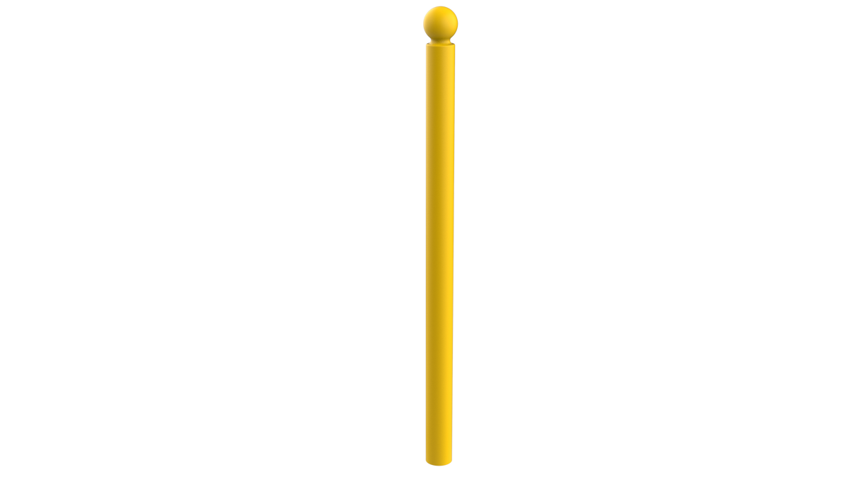 Potelet galvanisé Boulogne Ø 76 mm à sceller, thermolaqué jaune colza RAL 1021