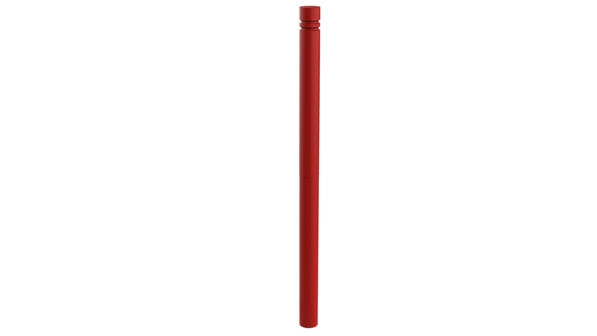 Potelet galvanisé Fontainebleau Ø 76 mm à sceller, thermolaqué rouge signalisation RAL 3020