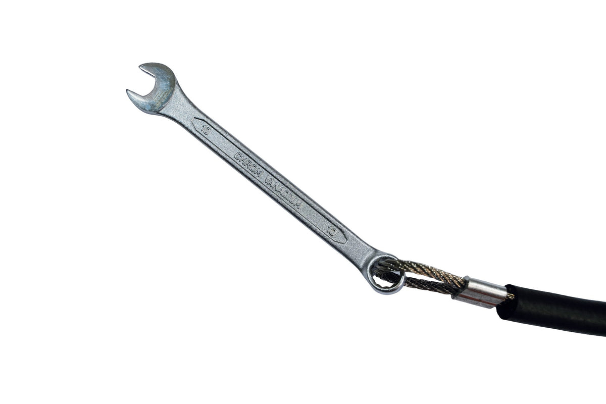 Clé plate sur câble inox gainé antivol
