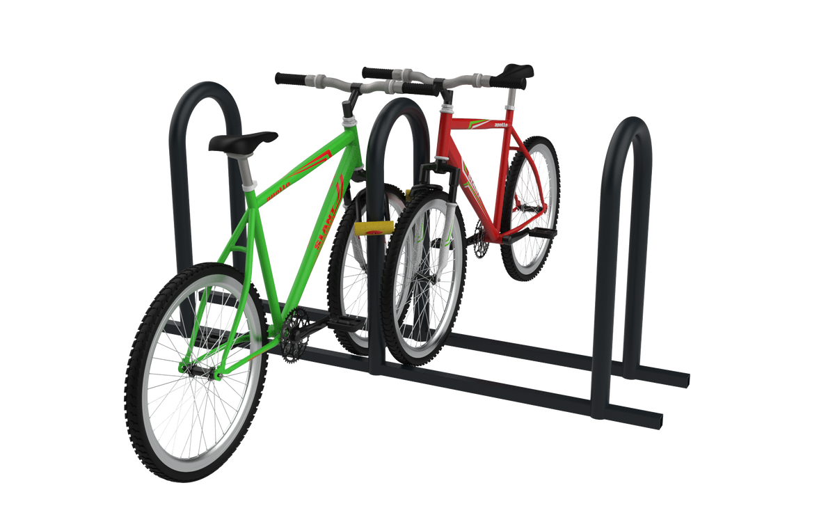 Rack à vélos Optivélo avec deux vélos stationnés