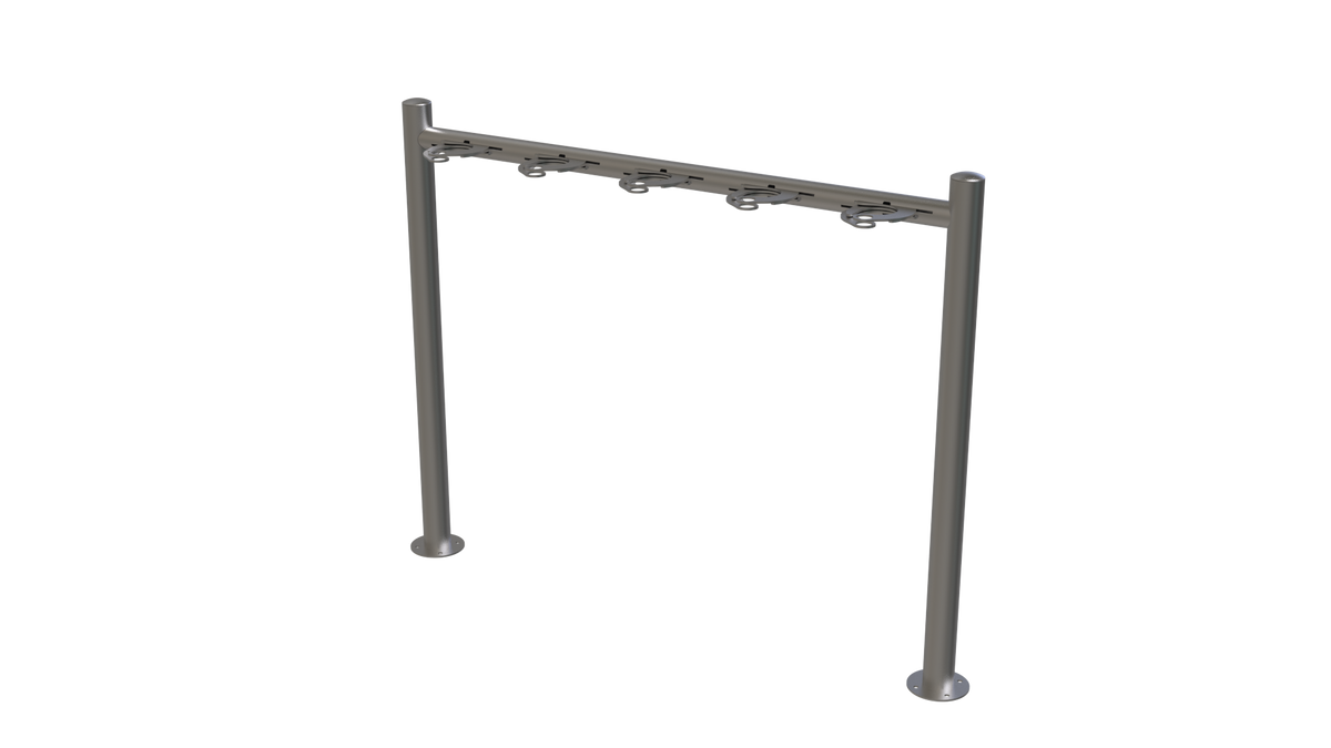 Support pour trottinettes sur platines, 5 places, inox brossé Image principale du produit