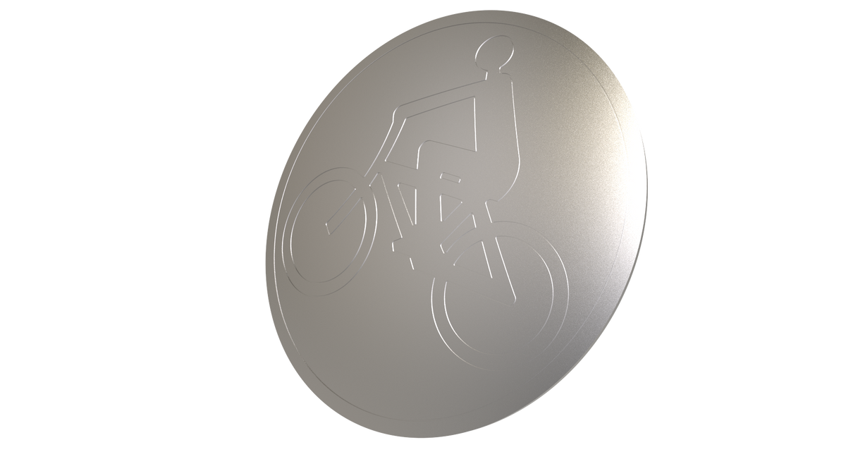 Clou de voirie inox avec pictogramme vélo gravé (option)