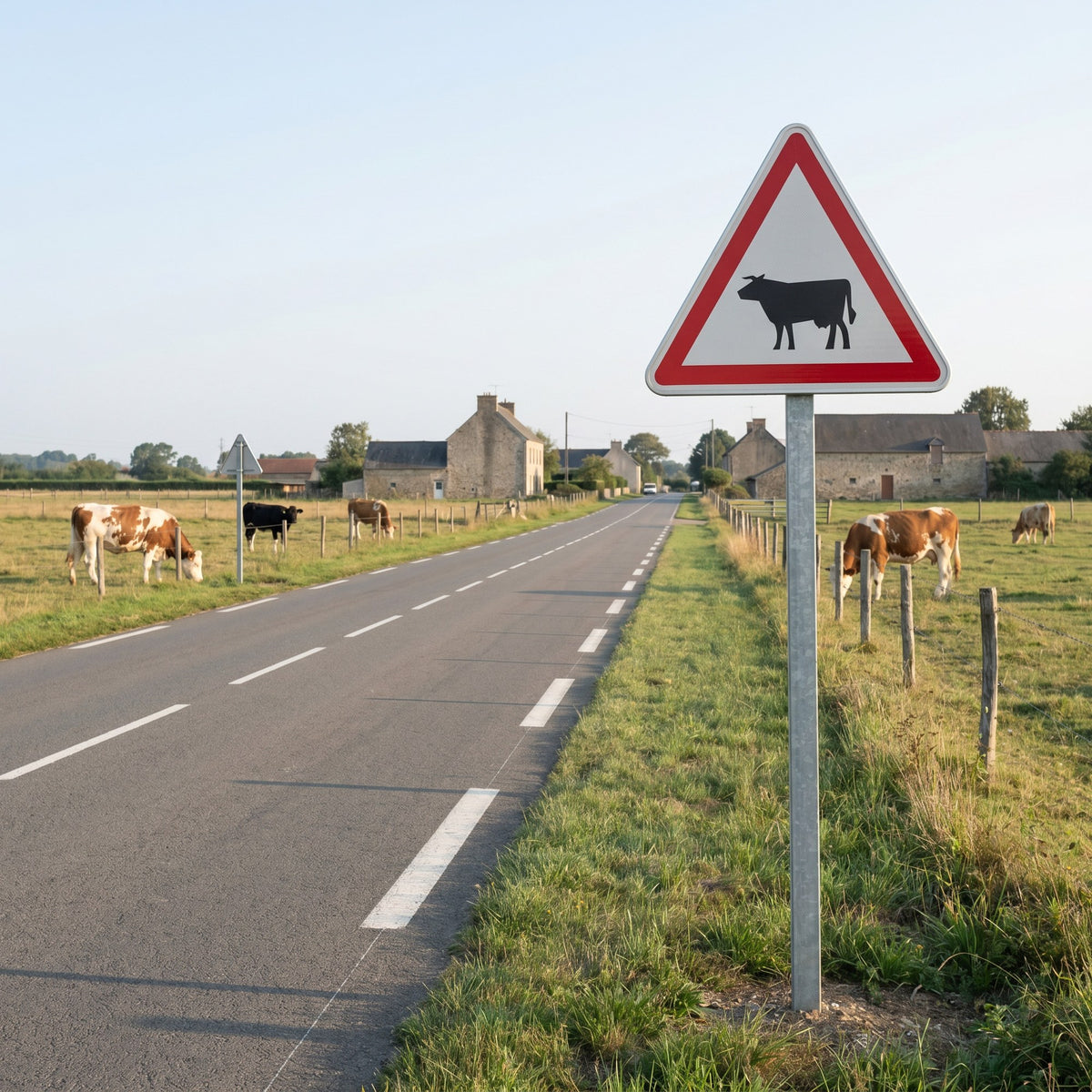 Panneau A15a1 — mise en situation sur voirie