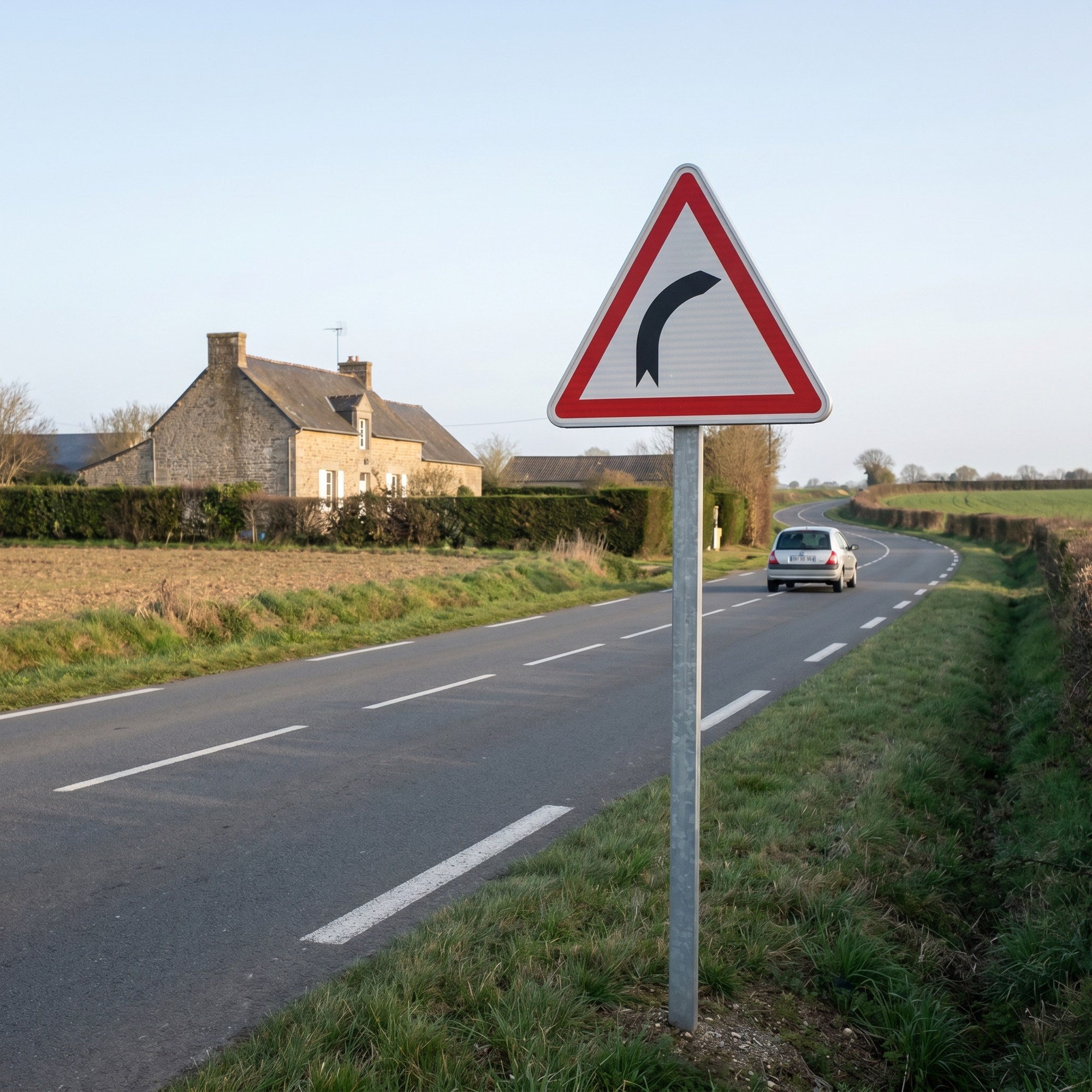 Panneau routier virage à droite A1a Image secondaire du produit