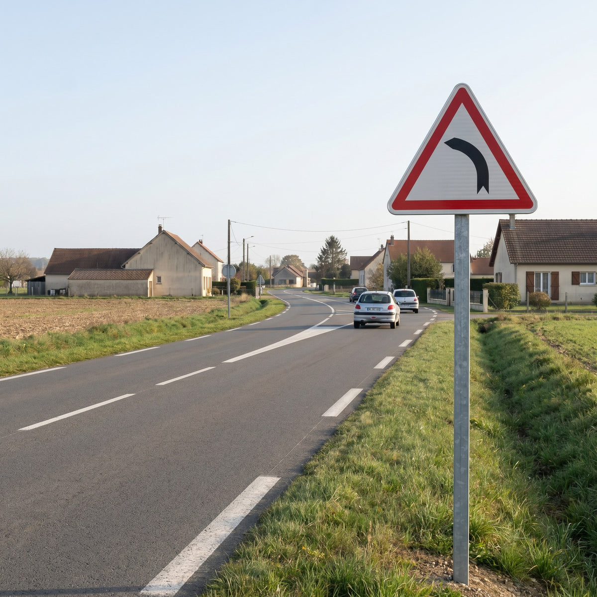 Panneau A1b — mise en situation sur voirie