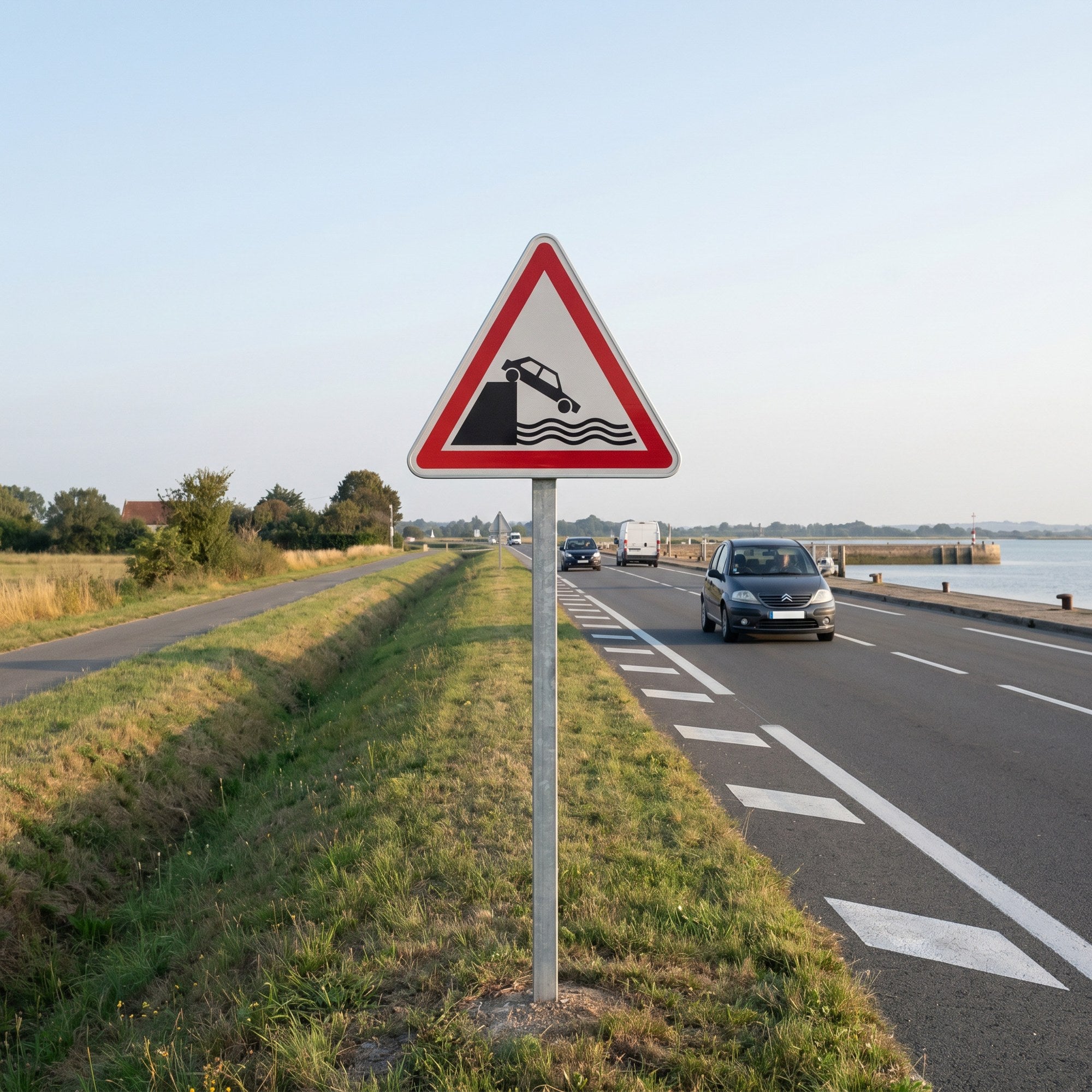 Panneau routier débouché sur un quai ou une berge A20 Image secondaire du produit