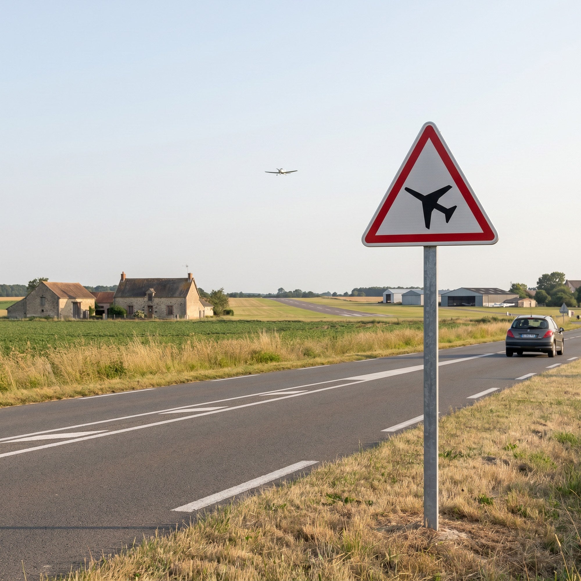 Panneau routier traversée d'une aire de danger aérien A23 Image secondaire du produit