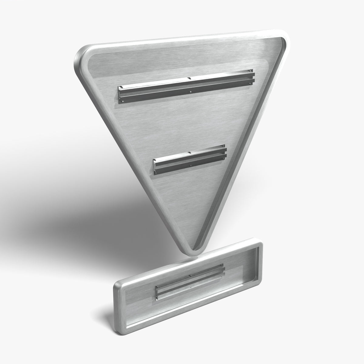 Panneau AB3b — vue 3/4 arrière avec rails de fixation