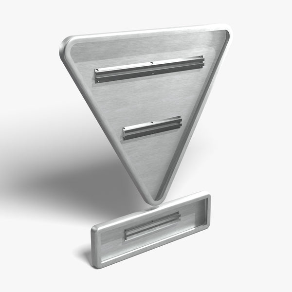 Panneau AB3b — vue 3/4 arrière avec rails de fixation