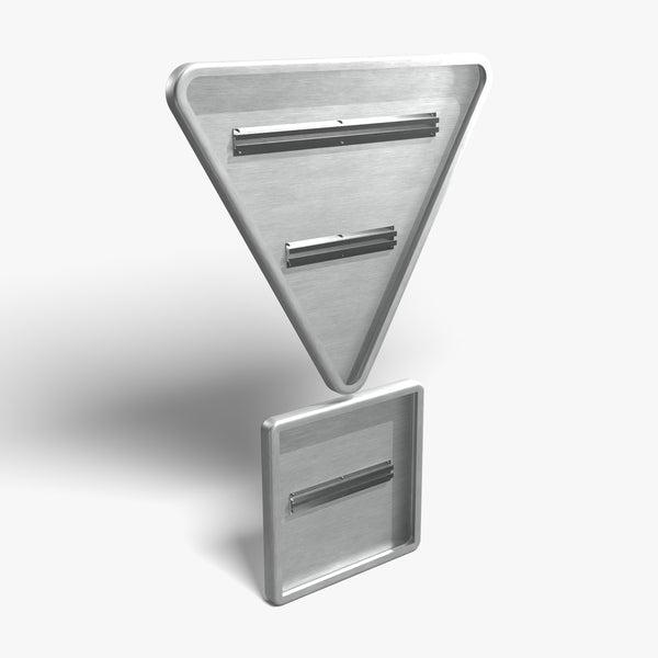 Panneau AB5 — vue 3/4 arrière avec rails de fixation