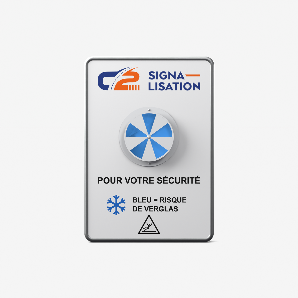 Panneau Alerte Gel 350×500 personnalisé C2 Signalisation — module thermosensible en saillie (état alerte verglas)