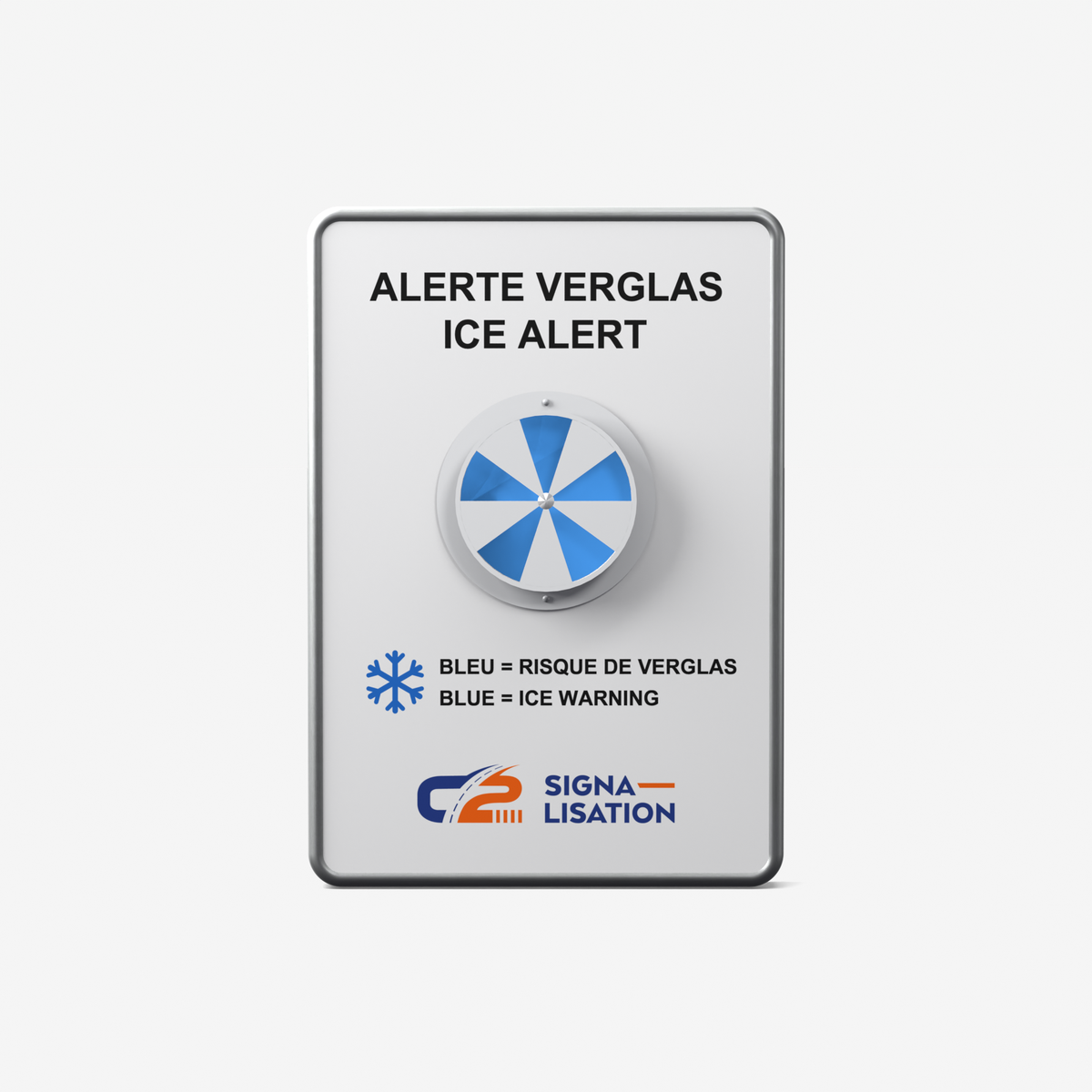 Panneau Alerte Gel bilingue français / anglais avec logo client
