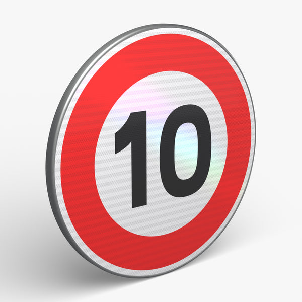 Panneau B14 - 10 km/h, vue 3/4 face