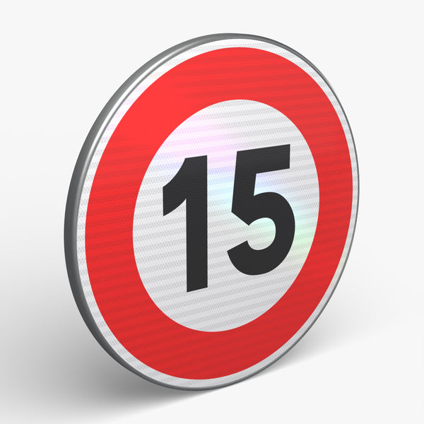 Panneau B14 - 15 km/h, vue 3/4 face