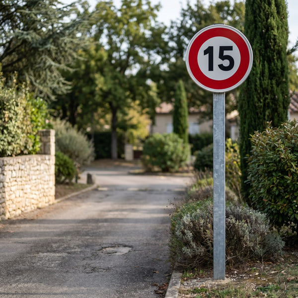 Panneau B14 — 15 km/h, mise en situation sur voirie