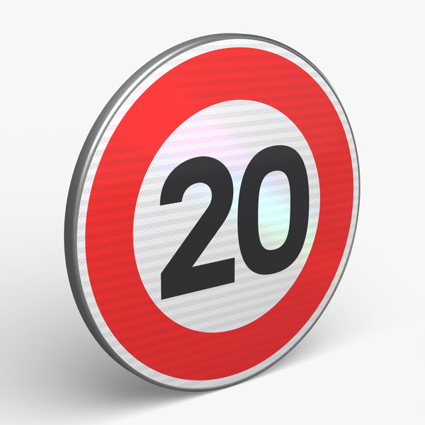 Panneau B14 - 20 km/h, vue 3/4 face