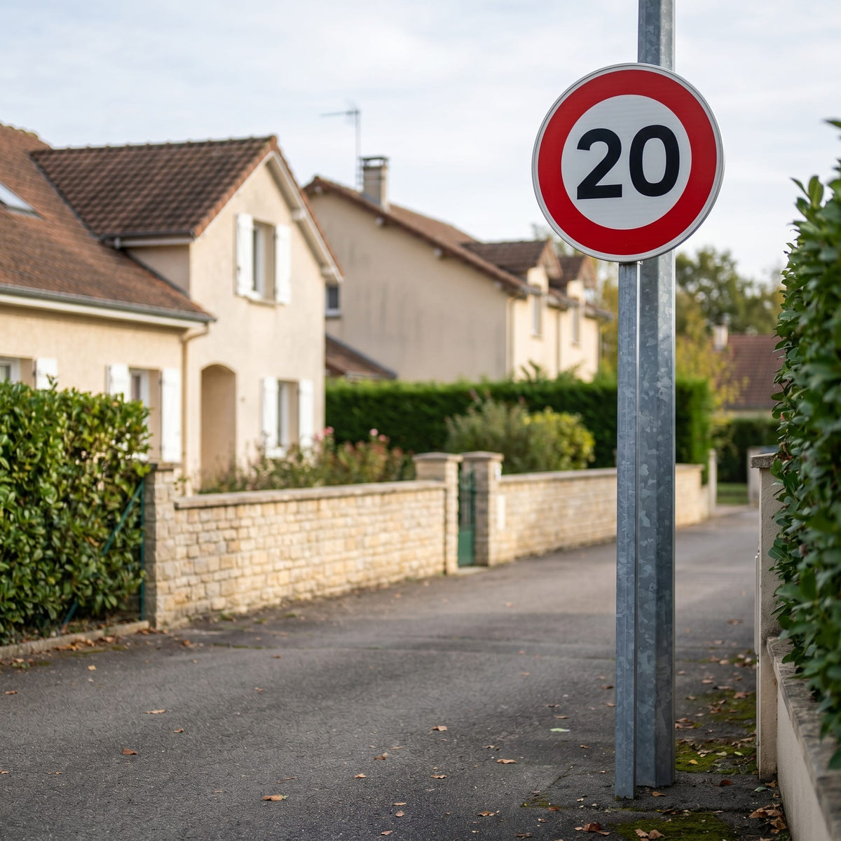Panneau B14 — 20 km/h, mise en situation sur voirie