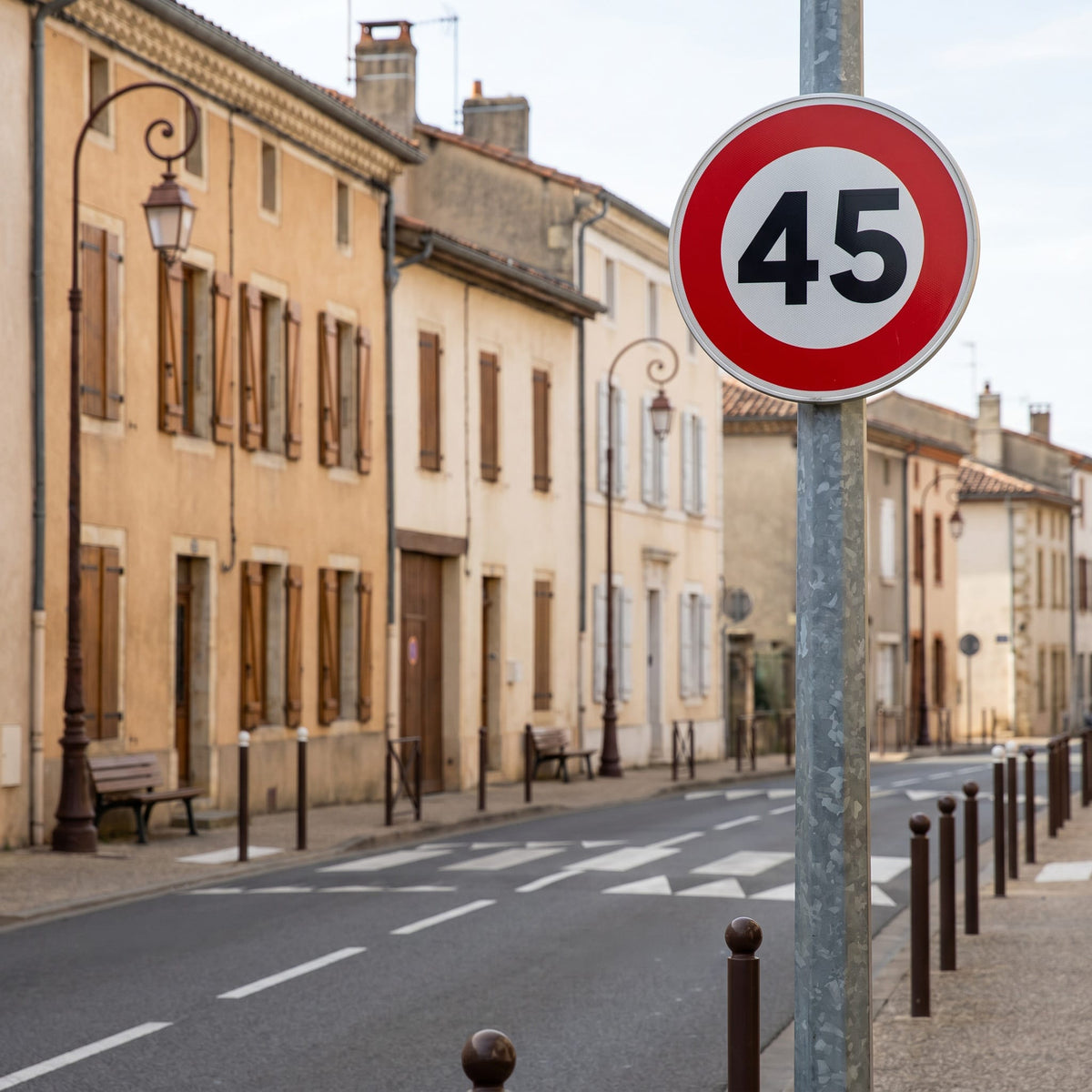Panneau B14 — 45 km/h, mise en situation sur voirie