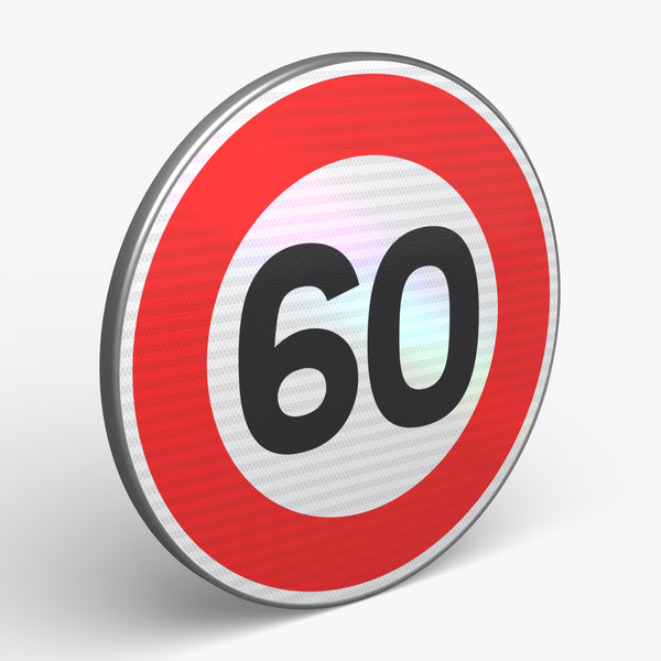 Panneau B14 - 60 km/h, vue 3/4 face