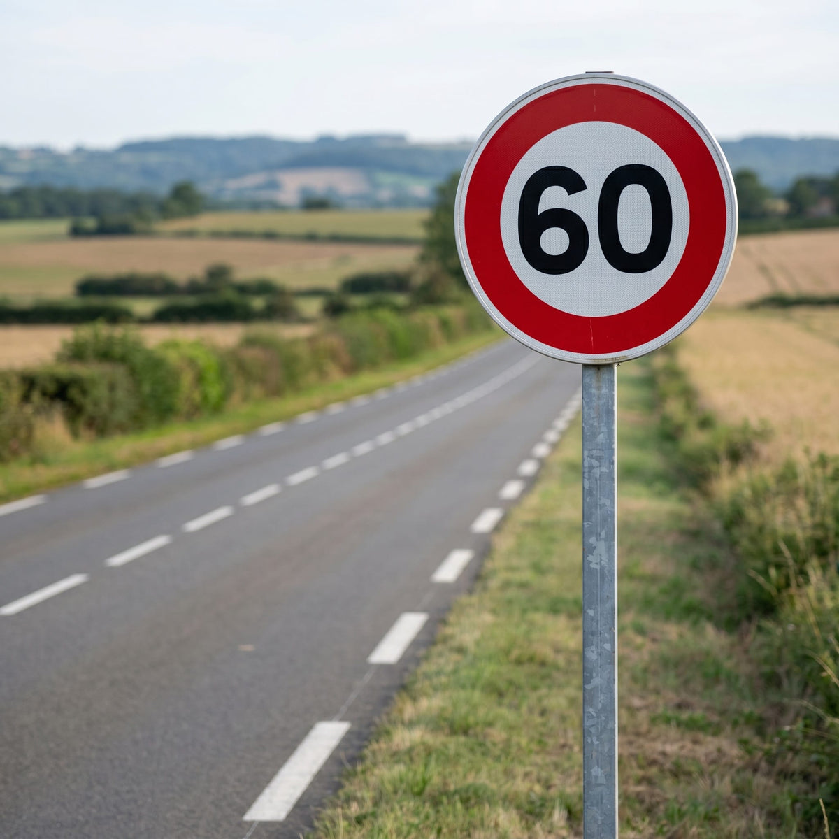 Panneau B14 — 60 km/h, mise en situation sur voirie