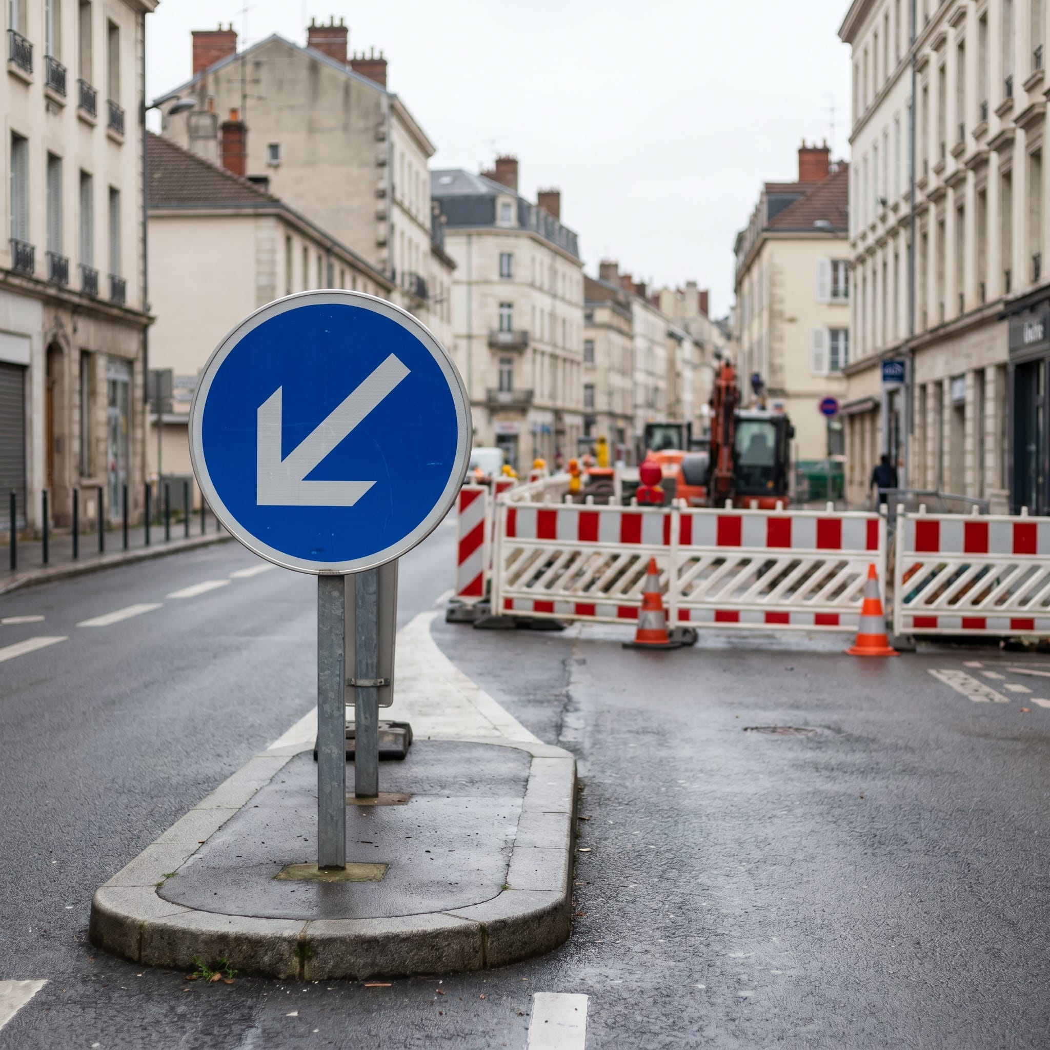 Panneau routier contournement obligatoire par la gauche B21a2 Image secondaire du produit