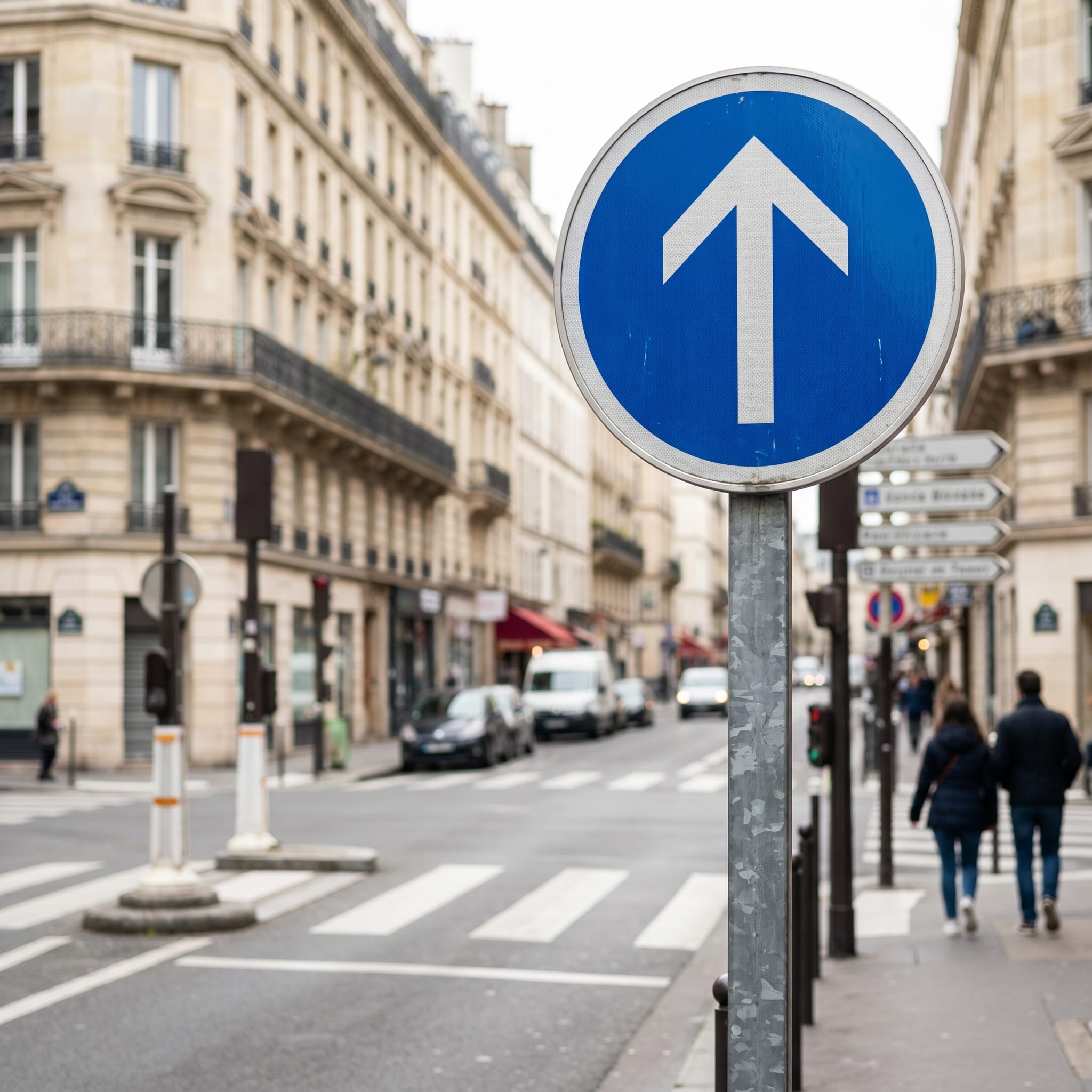 Panneau routier direction obligatoire tout droit B21b Image secondaire du produit