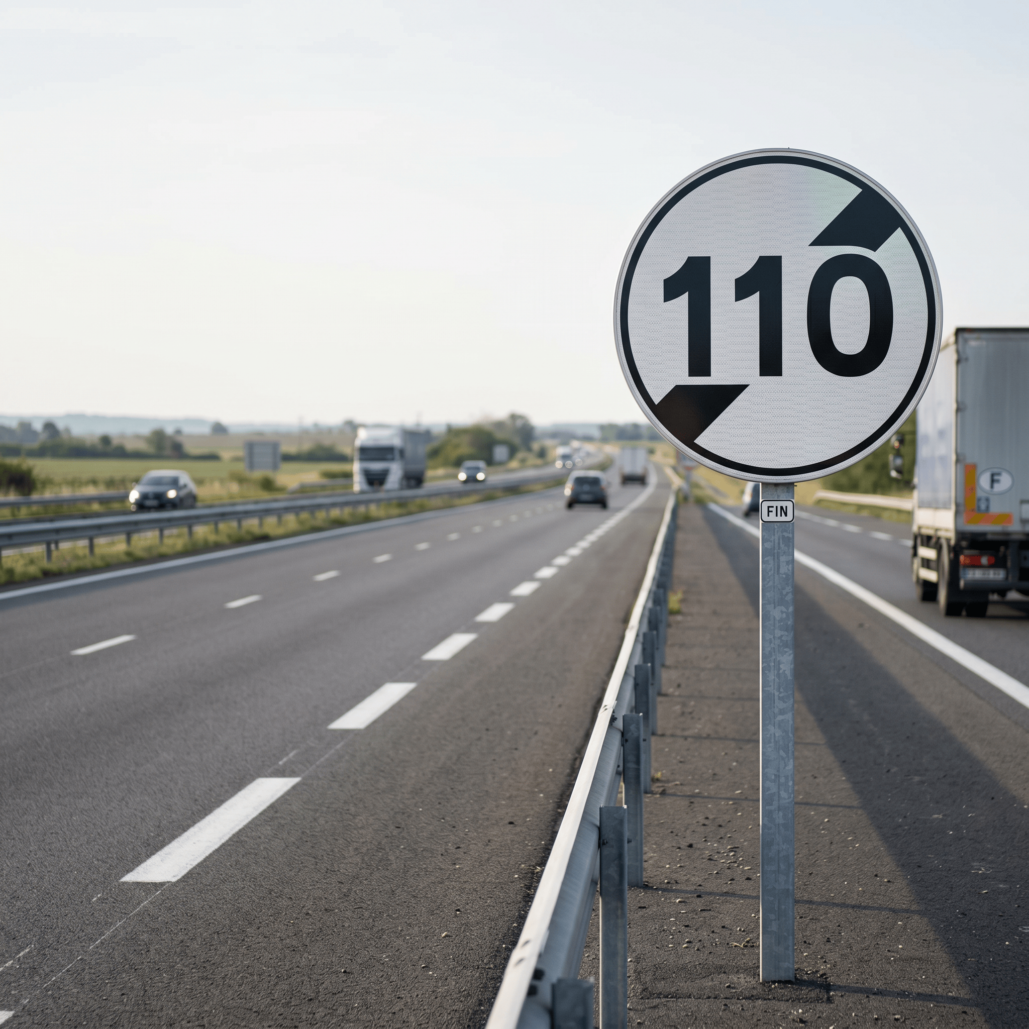 Panneau routier fin de limitation de vitesse 110 km/h B33 Image secondaire du produit