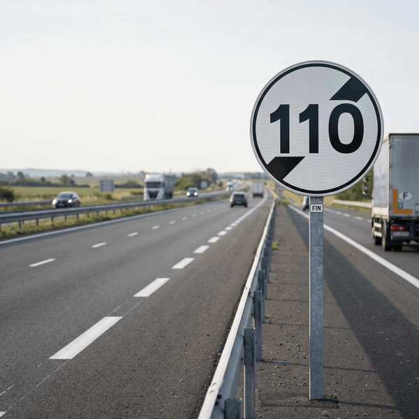 Panneau B33 fin de limitation 110 km/h, mise en situation