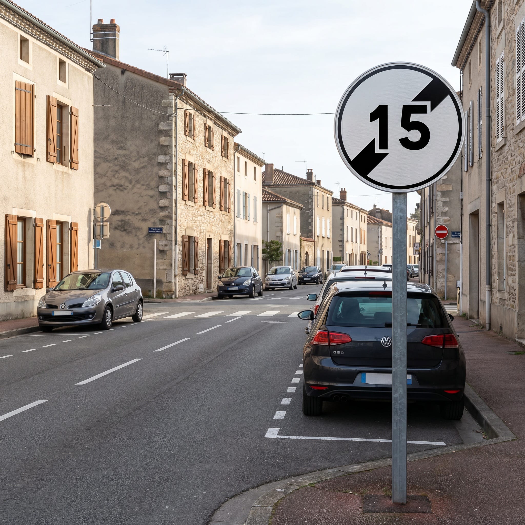 Panneau routier fin de limitation de vitesse 15 km/h B33 Image secondaire du produit
