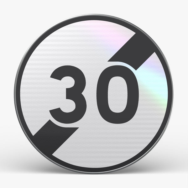 Panneau B33 fin de limitation 30 km/h, face