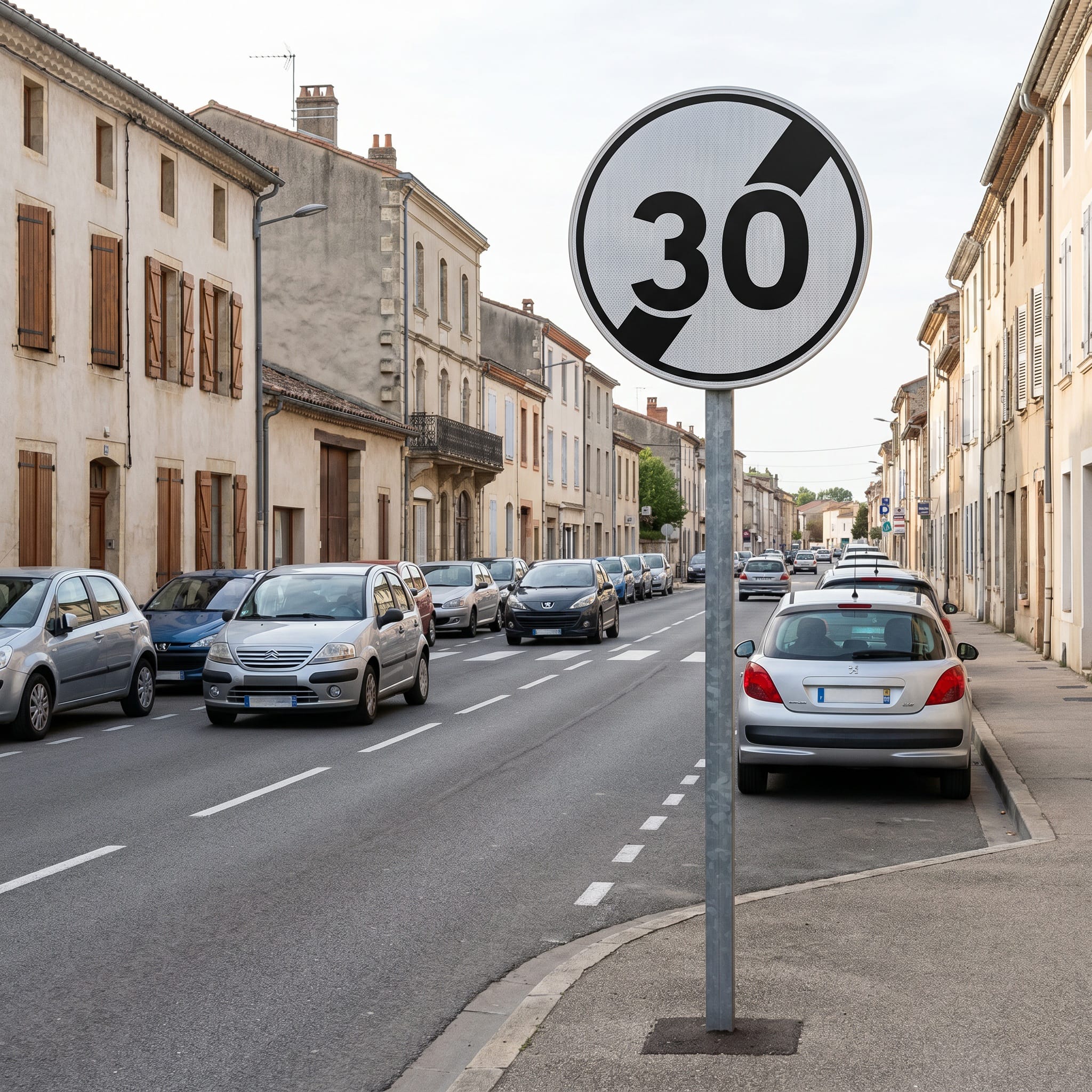 Panneau routier fin de limitation de vitesse 30 km/h B33 Image secondaire du produit