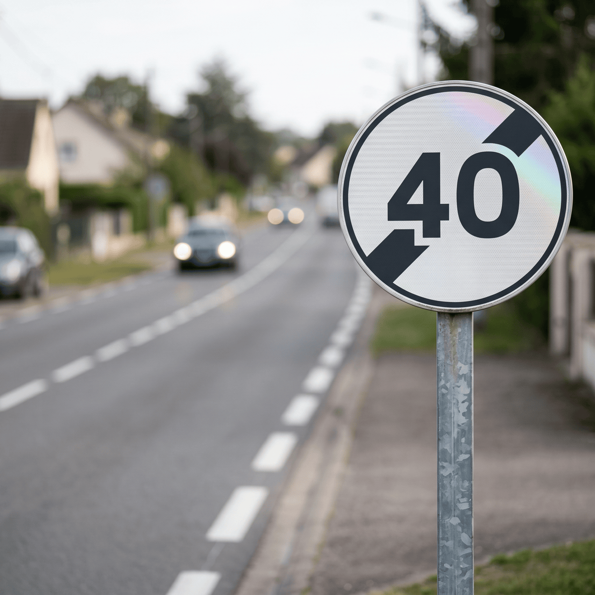 Panneau B33 fin de limitation 40 km/h, mise en situation