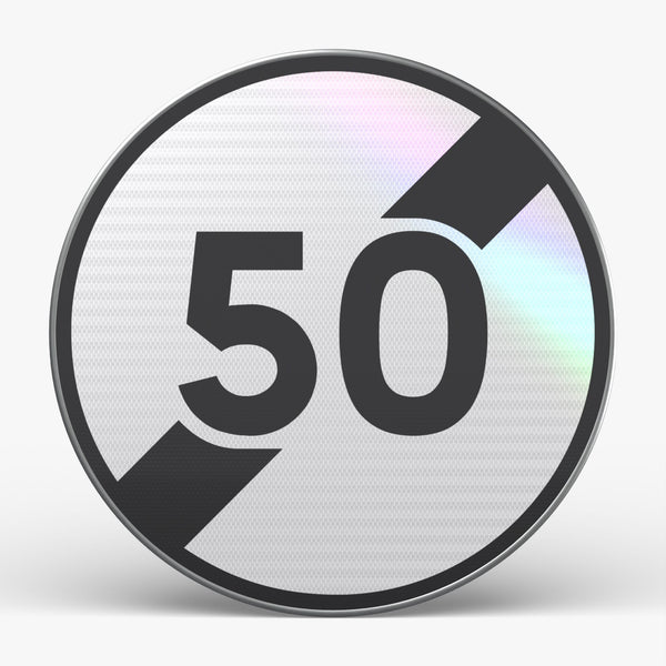 Panneau B33 fin de limitation 50 km/h, face