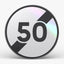 Panneau B33 fin de limitation 50 km/h, face