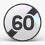 Panneau B33 fin de limitation 60 km/h, face