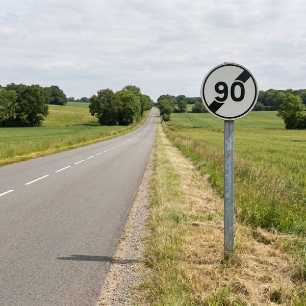 Panneau B33 fin de limitation 90 km/h, mise en situation