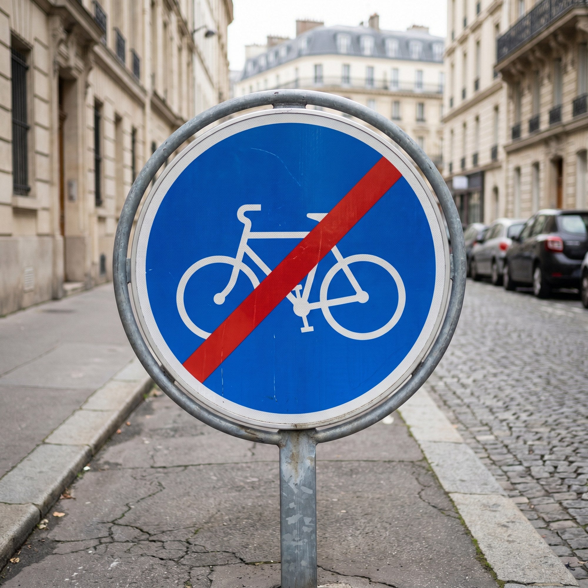 Panneau routier fin de piste cyclable obligatoire B40 Image secondaire du produit