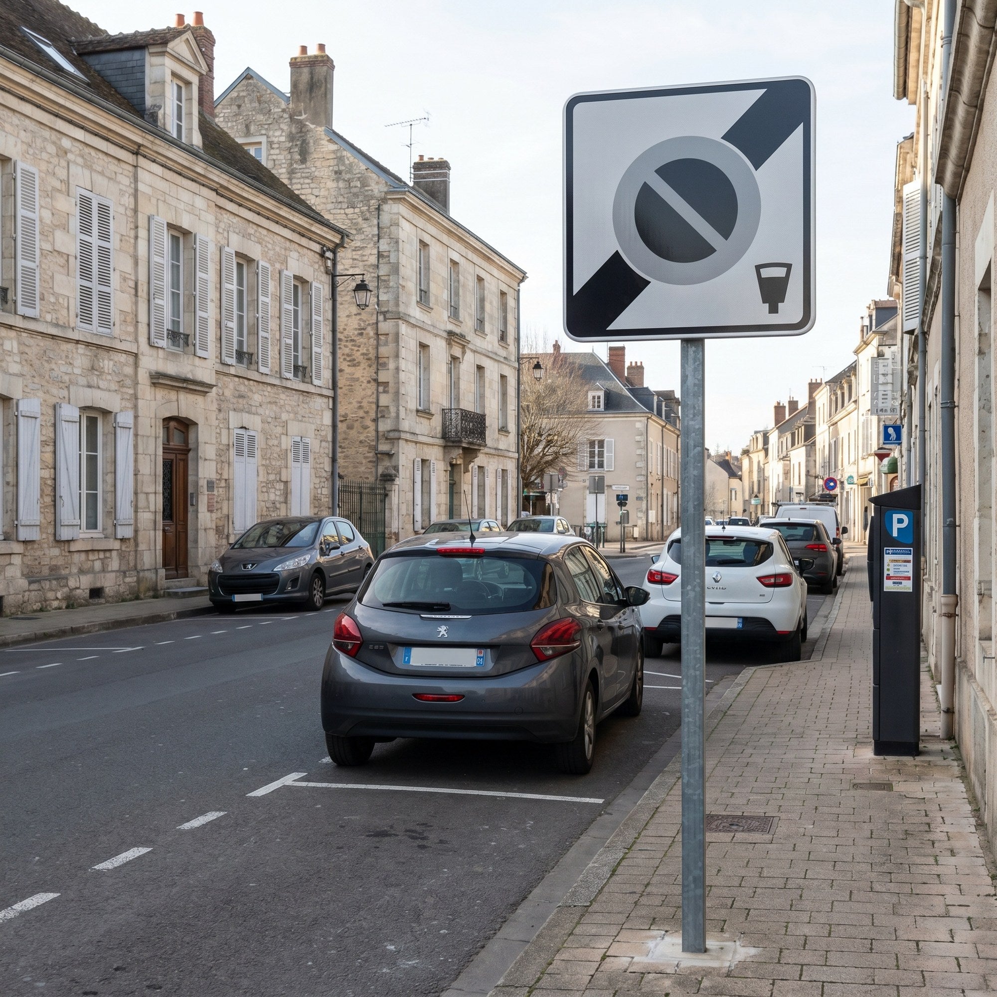 Panneau routier sortie de zone à stationnement payant B50d Image secondaire du produit