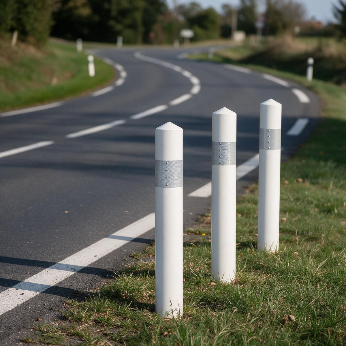 Balises J1 matérialisant l'extérieur d'un virage