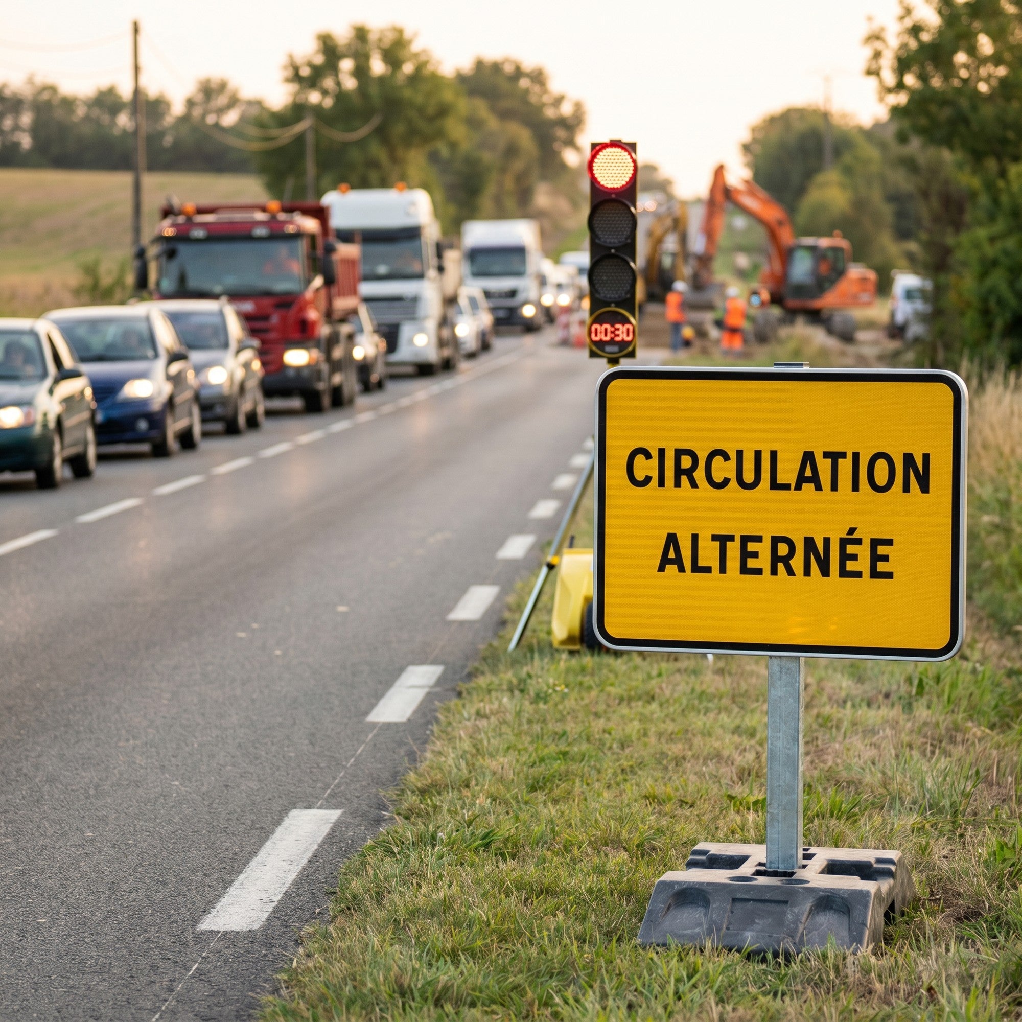 Panneau de chantier KC1 « CIRCULATION ALTERNÉE » Image secondaire du produit