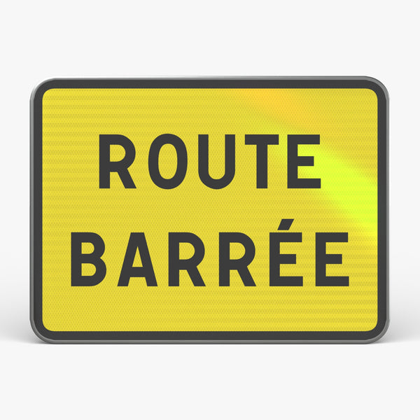 Panneau KC1 ROUTE BARRÉE — vue de face