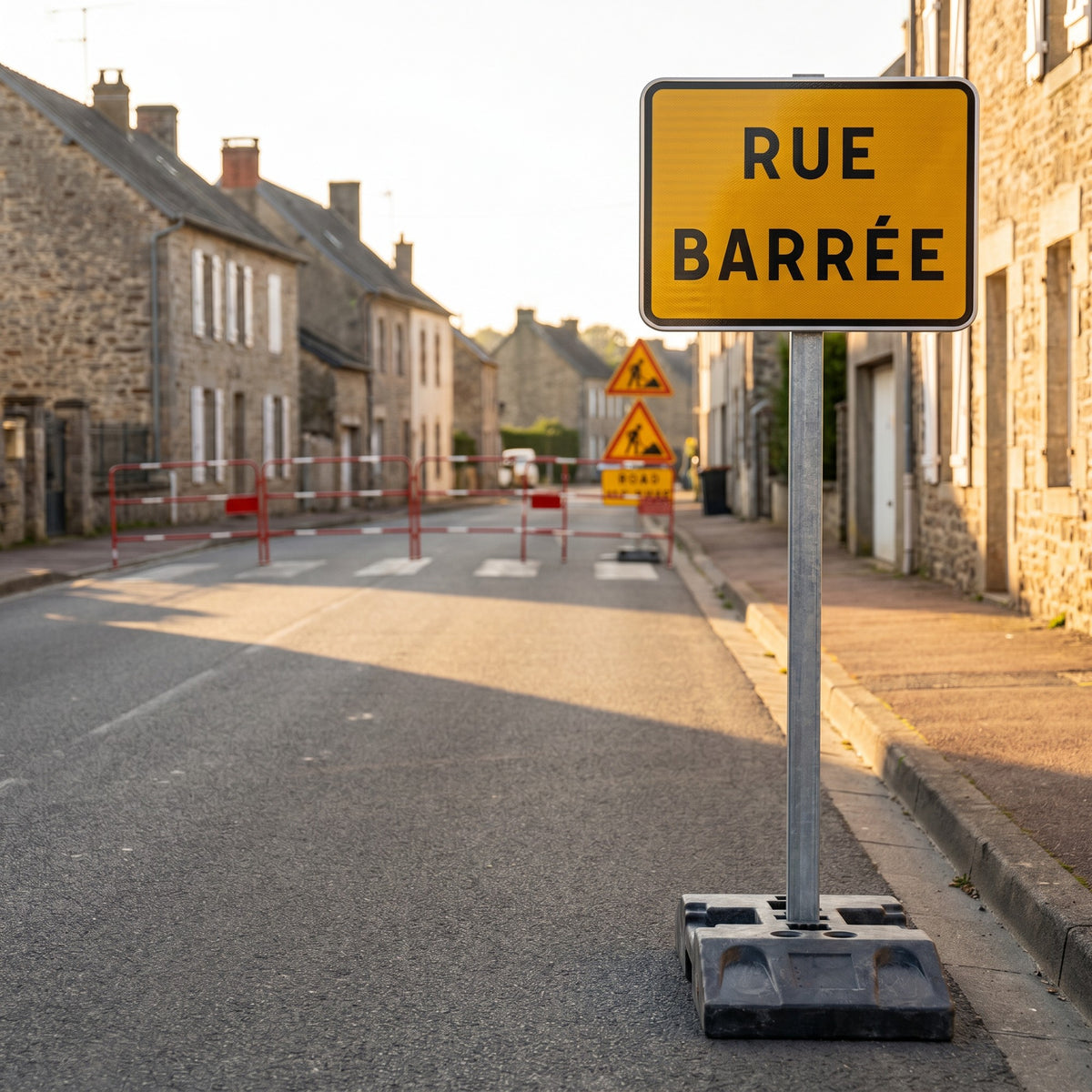 Panneau KC1 RUE BARRÉE — mise en situation sur chantier