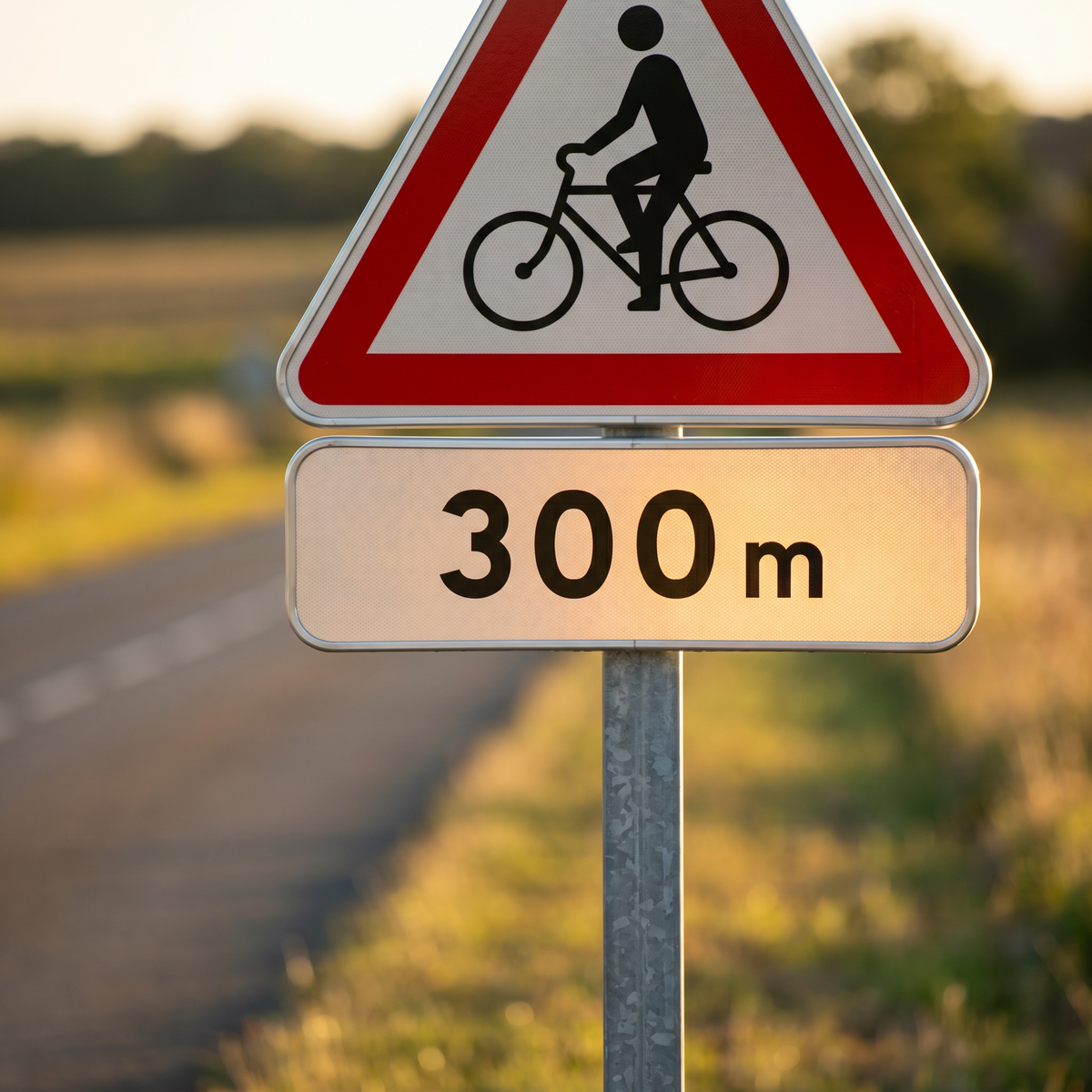 Panonceau M1 distance 300 m, mise en situation