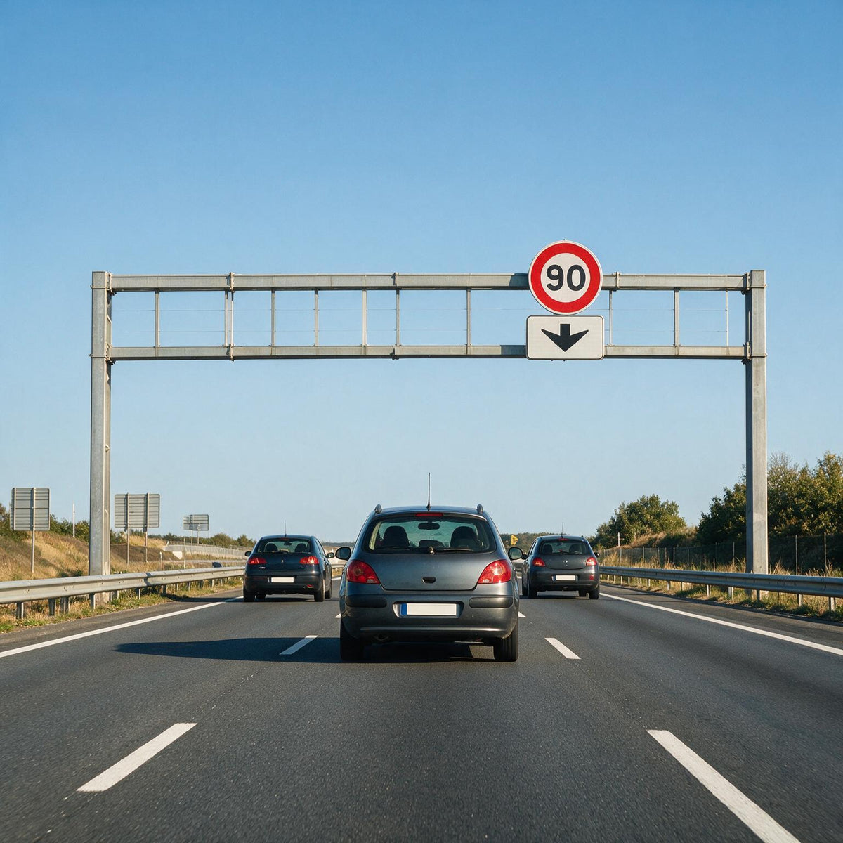 Panonceau routier indication de voie M3d — mise en situation