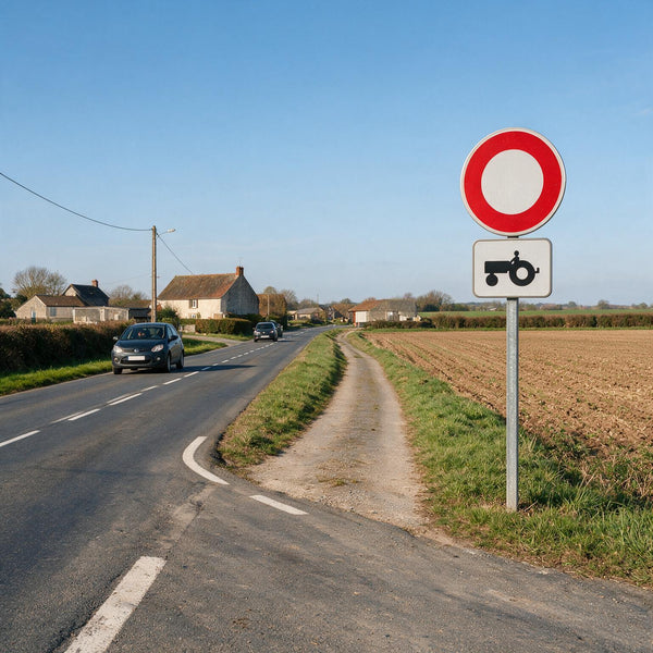 Panonceau routier véhicules agricoles M4i — mise en situation