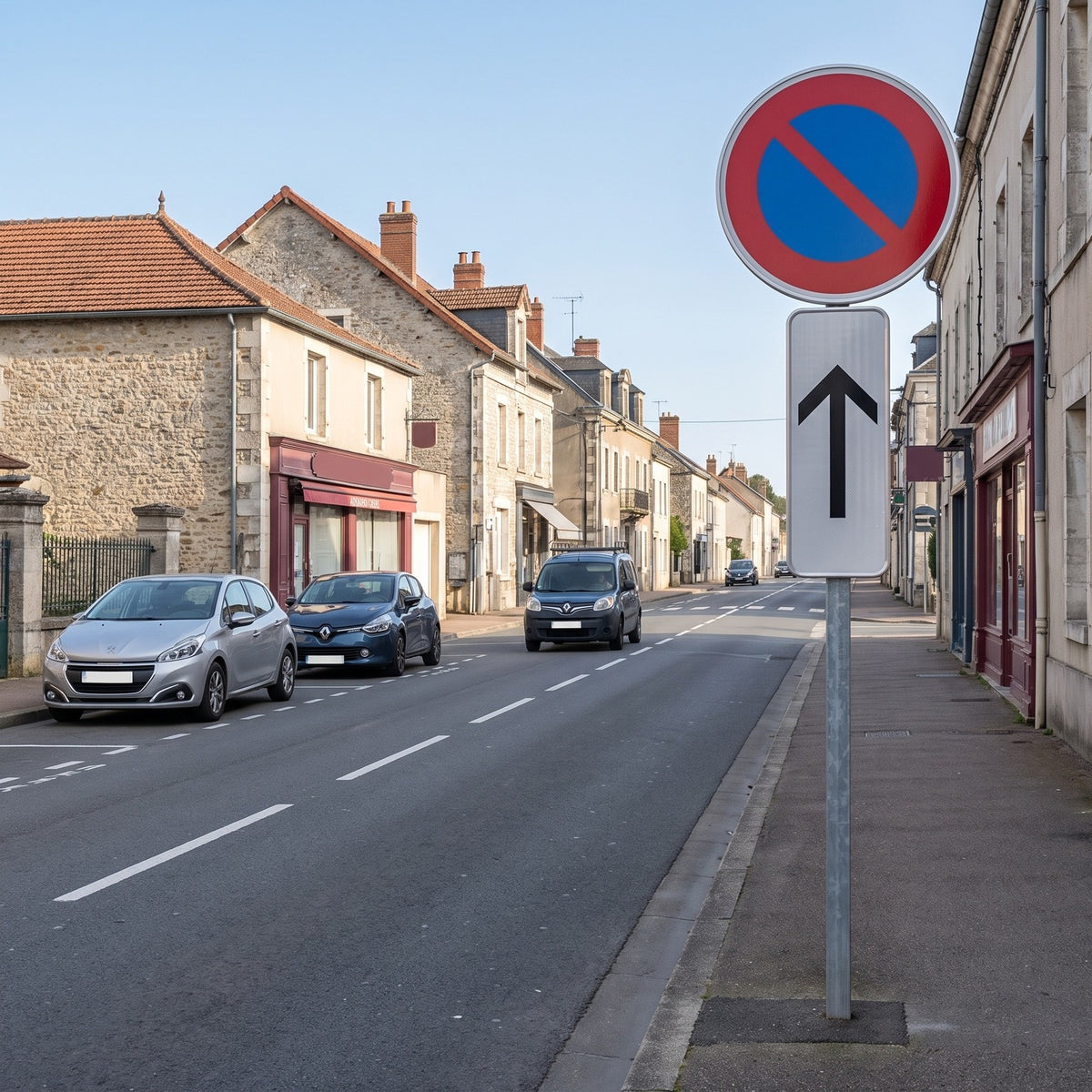Panonceau routier application à partir du panneau M8a — mise en situation