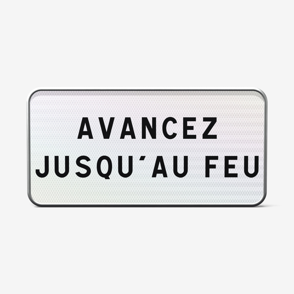 Panonceau routier AVANCEZ JUSQU'AU FEU M9z deux lignes 700×350 mm, vue de face Image principale du produit
