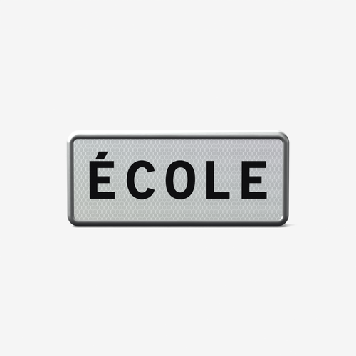 Panonceau M9 ÉCOLE 350×150 — vue de face